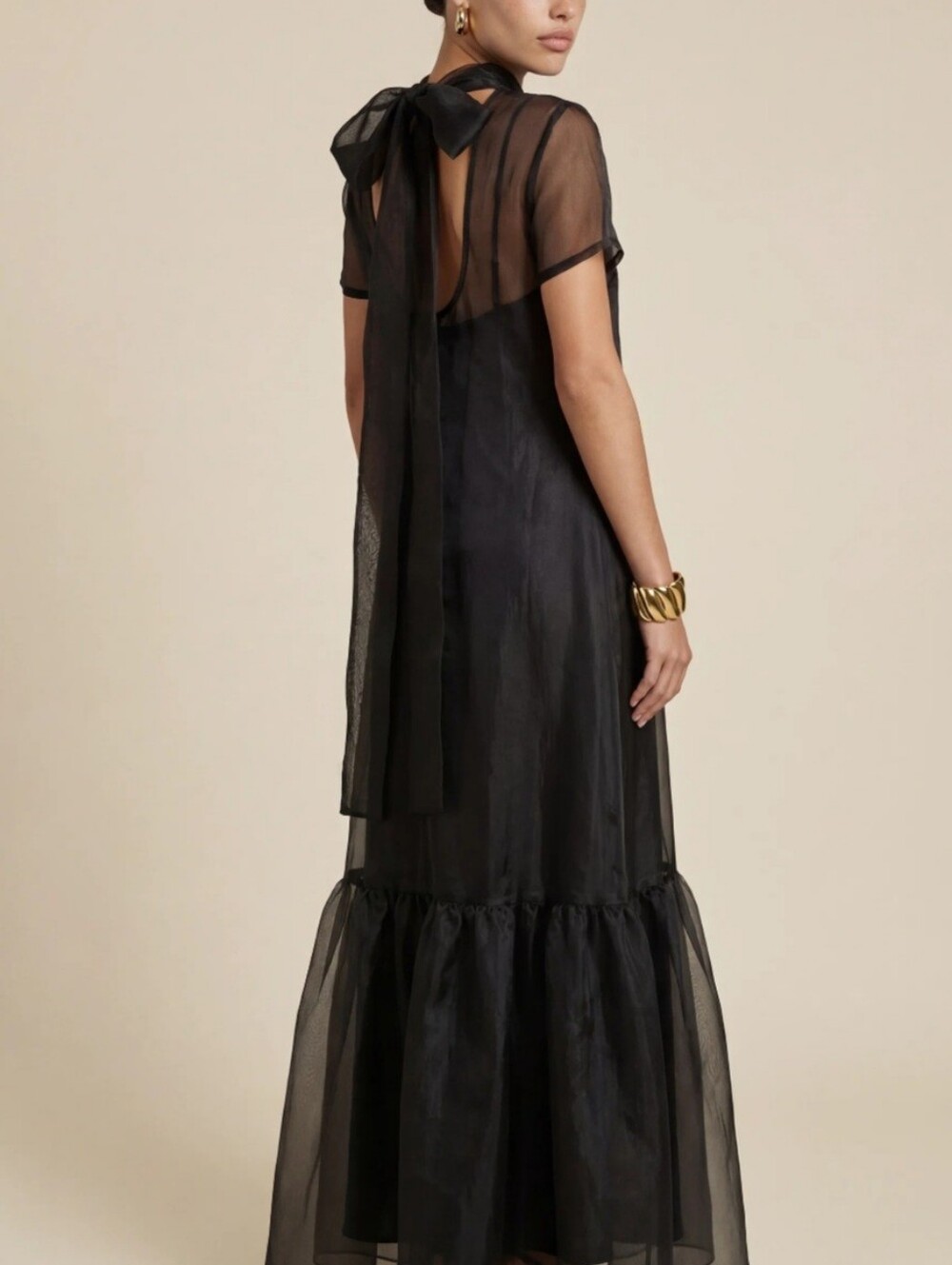Few Moda Caara Black Sheer Yoke Maxi Dress - Picture 5 of 9